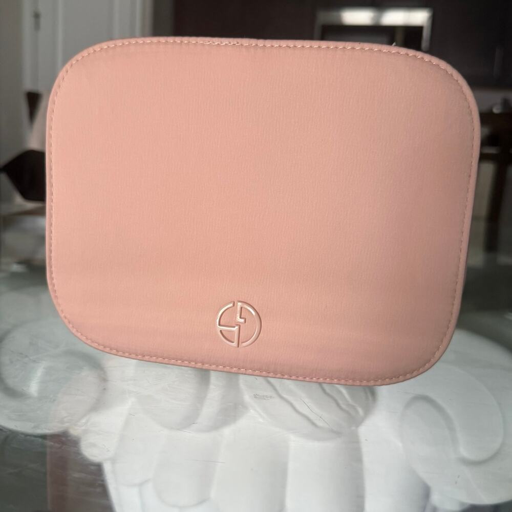Giorgio Armani Beauty Pink Cosmetic Makeup Case Pouch w/ Dust Bag New